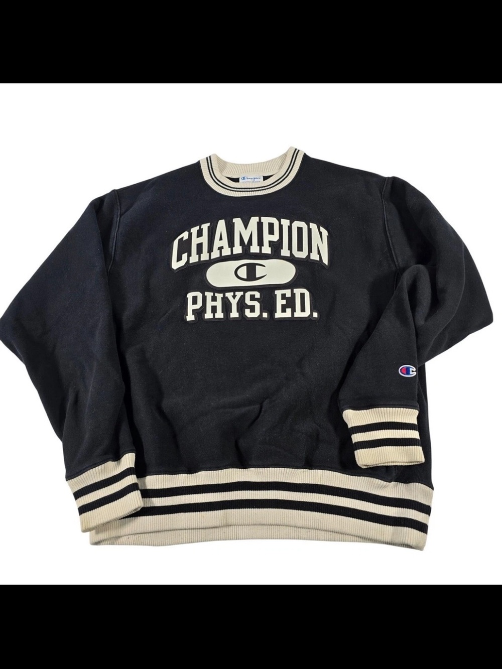 VTG Men’s Black Reverse Weave Crewneck Medium NWT CHAMPION PHYS. ED.
